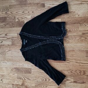 (L) Jessica Howard Soft Knit Embellished Beaded Cardigan Accents Luxury